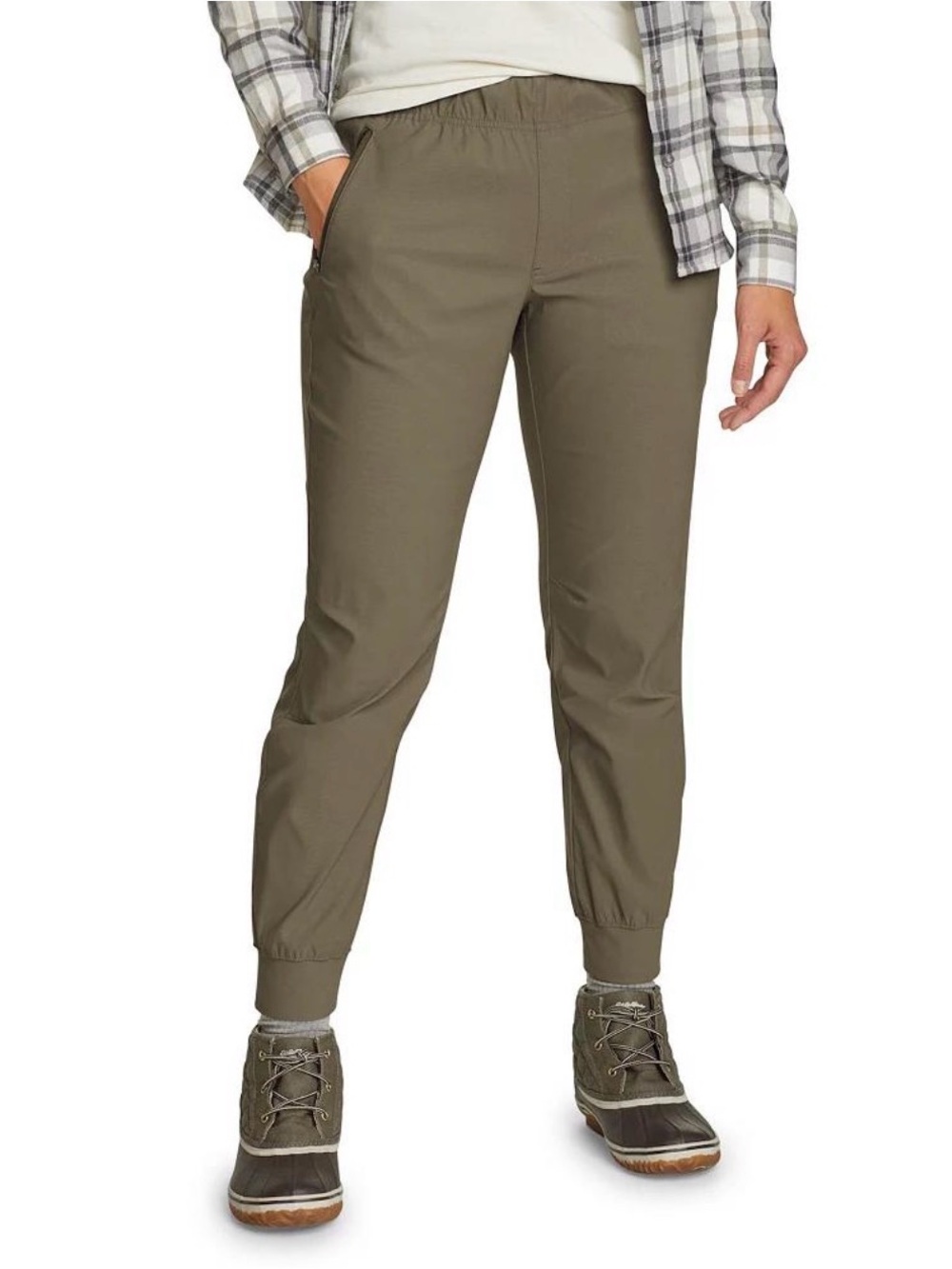 Eddie Bauer Women’s Rainier Joggers Olive Green Drawstring Elastic Waist Size 10